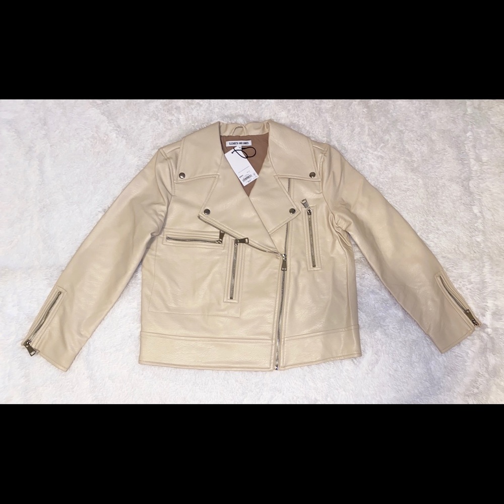 IVORY MOTO FAUX LEATHER JACKET